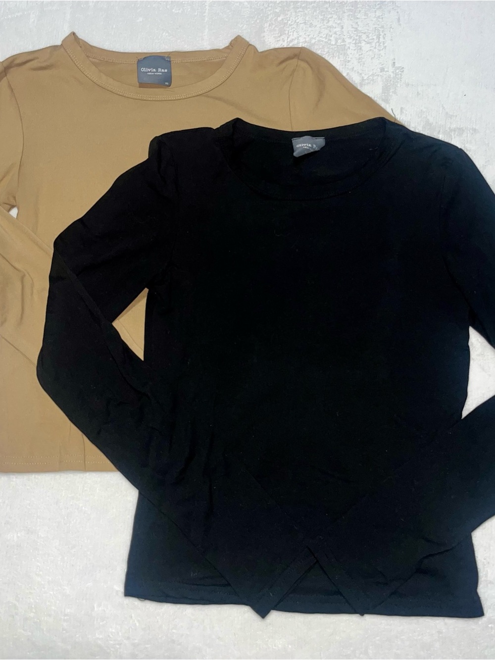 Olivia Rae Long Sleeve Tee Set - Black & Camel